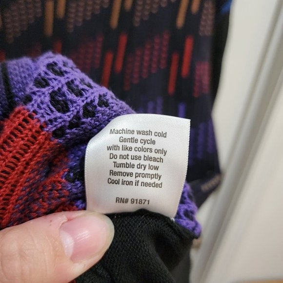 VTG Norm Thompson Black Rainbow Striped Coogi Style Grandpa Sweater Biggie Sz L - Picture 8 of 8